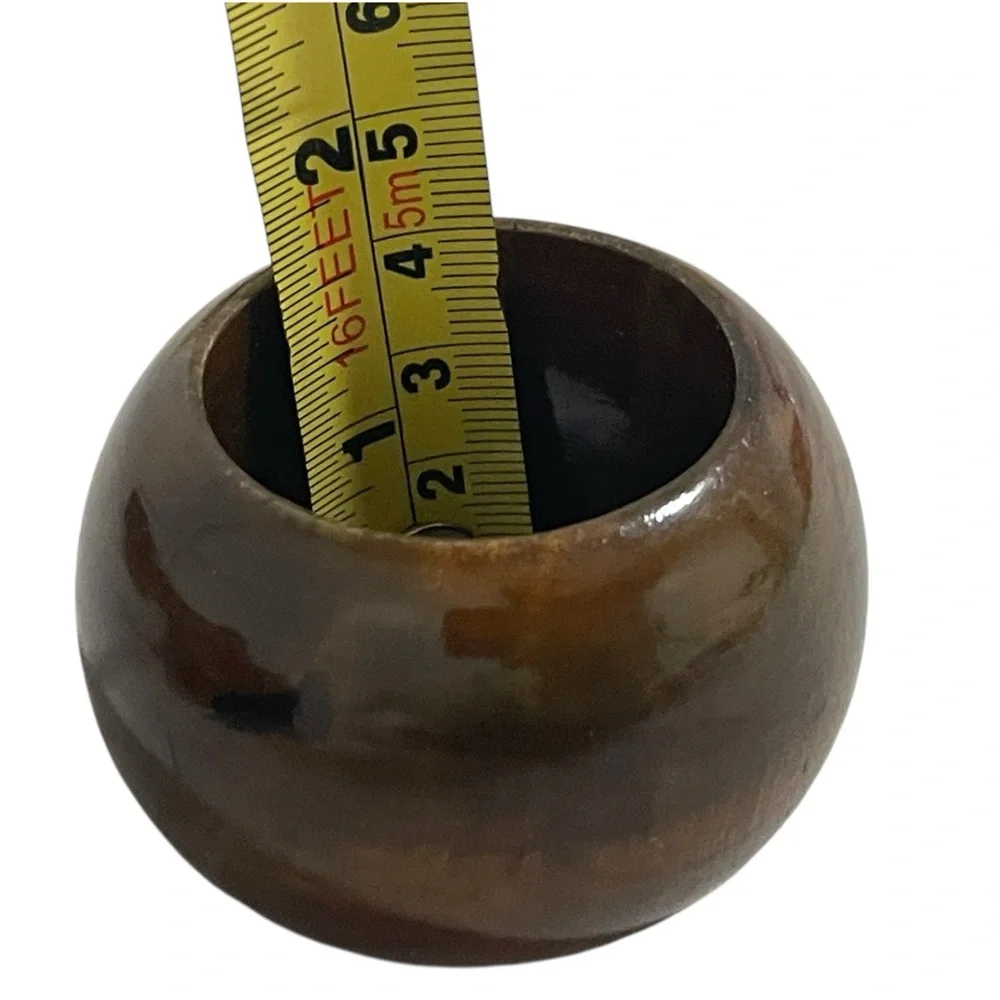 Wooden Napkin Rings Set Of 12 Dark Stained / Polished Wood Round Vintage